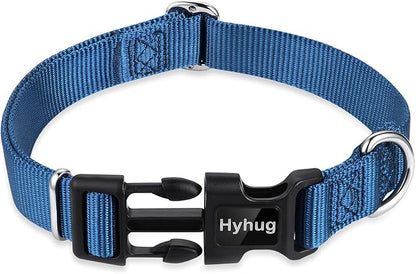 Hyhug Dog Collar for Large Dogs, Heavy Duty, Blue | Quick Release Nylon Buckle Collar, Adjustable &amp; Durable Pet Supplies for Boy &amp; Girl Dogs(Large, Classic Blue)