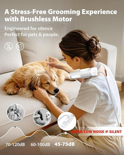 L&amp;W BROS. Hands-Free Dog Dryer – Powerful &amp; Professional Pet Blow Dryer for Small &amp; Medium Dogs &amp; Cats, Adjustable Airflow, Easy Storage, Negative Ion Technology (Gray)