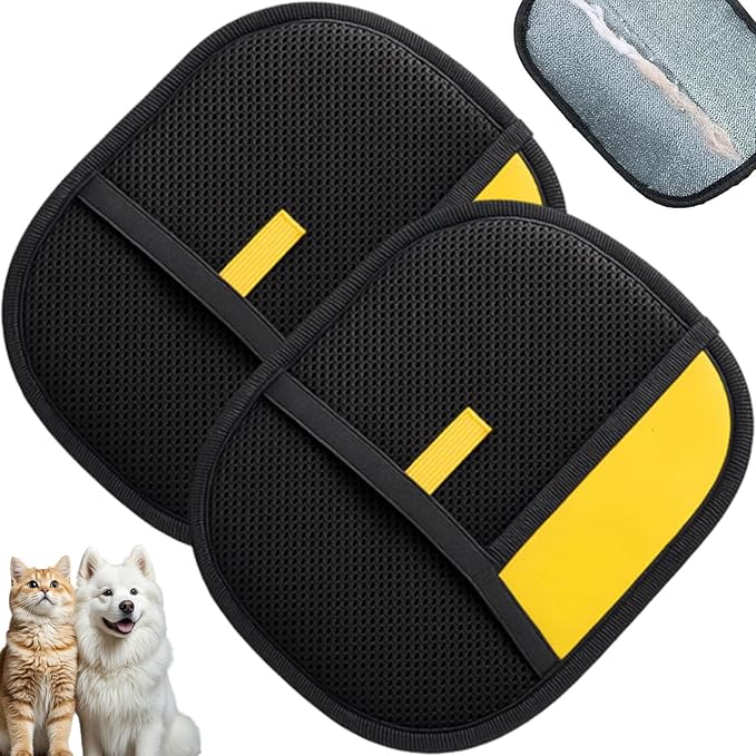 Magic Brush Pet Hair, Newly Upgraded Reusable Electrostatic Pet Hair Remover Glove, Pet Hair Removal Glove for Dogs &amp; Cats, Clothing, Couch, Carpet, Car Seat (2 Pcs)