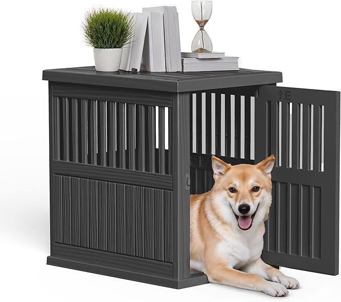 Dog House - Resin Outdoor Dog Kennel with Ventilated Design, Waterproof Dog Bed Shelter for Backyard, Garden &amp; Patio