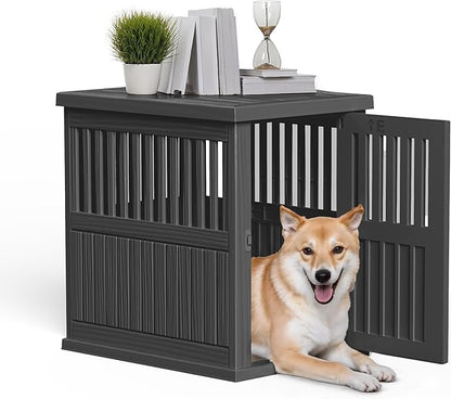 Dog House - Resin Outdoor Dog Kennel with Ventilated Design, Waterproof Dog Bed Shelter for Backyard, Garden &amp; Patio