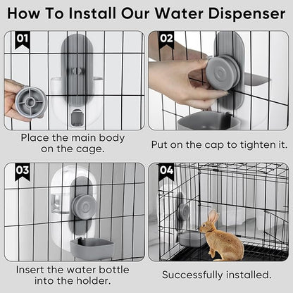 28oz Hanging Automatic Water Dispenser，Rabbit Water Bottle,Bunny Guinea Pig Ferret Water Bowl for Cage,Suitable for Small Animal Puppies(Cage Grid Spacing Over 1.2&
