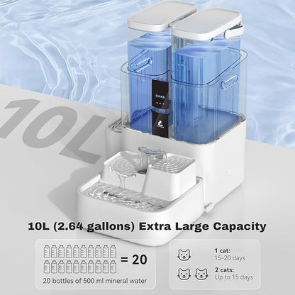 Daily Fresh Cat Water Fountain 10L/338oz Self Filling and Cleaning, Pet Water Dispenser with Filter System for Dogs, 5G Wi-Fi Smart Bowl Wastewater Separation &amp; No Slimy with Quiet Pumps