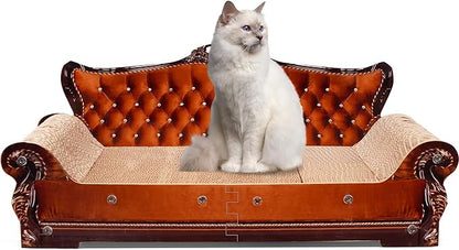 Sofa-Shaped Cat Scratching Couch &amp; Lounge Bed - Thick Cardboard Cat Scratcher Pad (27.6" L x 12.4" W x 11.8" H)