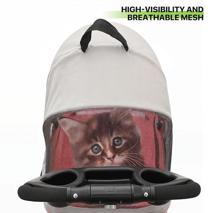 Magshion Foldable Pet Stroller, 3-in-1 Dog Travel Jogger with Detachable Carrier, Cup Holder, Storage Basket, Folding Carrier for Small/Medium Dogs &amp; Cats Up to 33 lbs, Pink