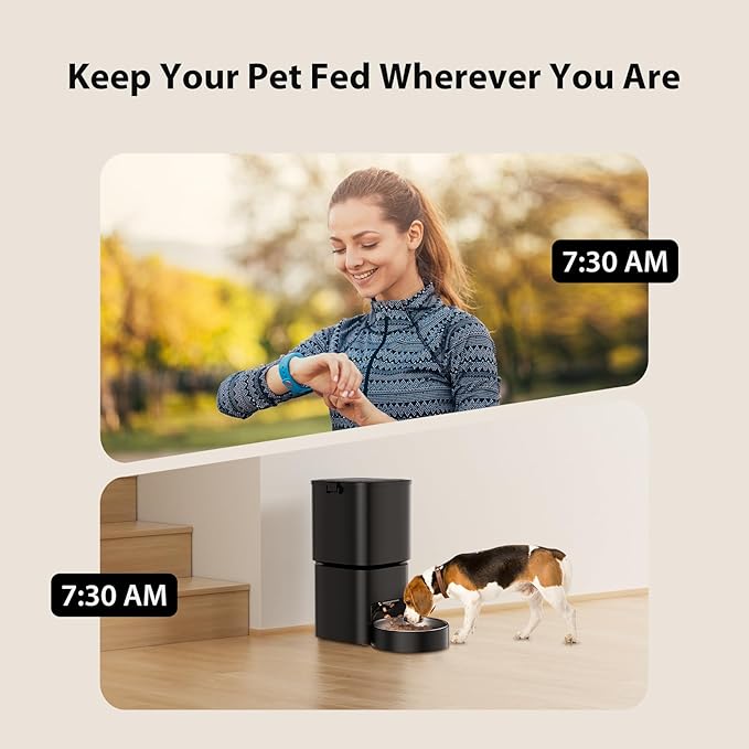 Automatic Cat Feeder, 5L/21 Cup Timed Automatic Pet Feeder, Dual Power Auto Dog Feeders, Pet Dry Food Dispenser for Cats &amp; Small Dogs, 1-10 Meal Programmable 1-15 Portion Control Cat Feeder(Not WiFi)