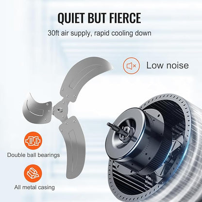 VEVOR Wall Mount Fan, 2 PCS 18 inch Oscillating, 3-speed High Velocity Max. 4000 CFM Industrial Wall Fan for Indoor, Commercial, Residential, Warehouse, Greenhouse, Workshop, Basement, Garage,Black