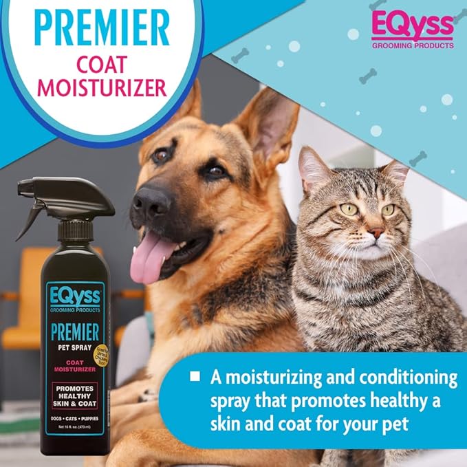 EQyss Premier Pet Spray - Moisturizes &amp; Conditions for Healthy Skin &amp; Coat, Non- greasy, Repels Dust &amp; Dirt - Great for Dogs, Cats, Puppies (16 oz)