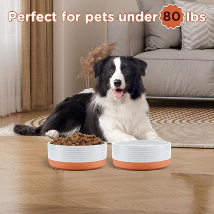 SPUNKYJUNKY Ceramic Dog Bowls 2 Pack, 7.3&