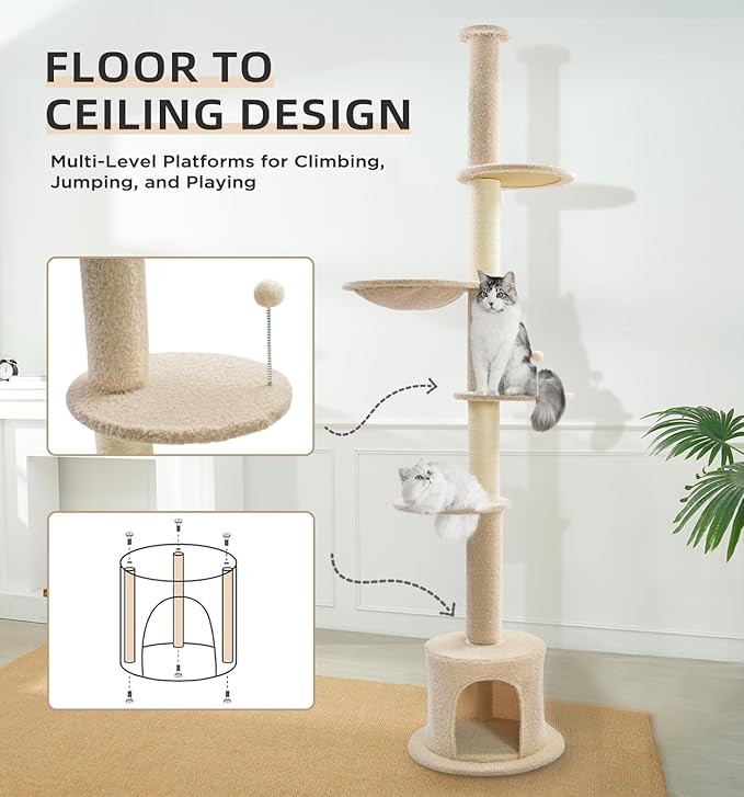 Made4Pets Floor to Ceiling Cat Tree 93-106&