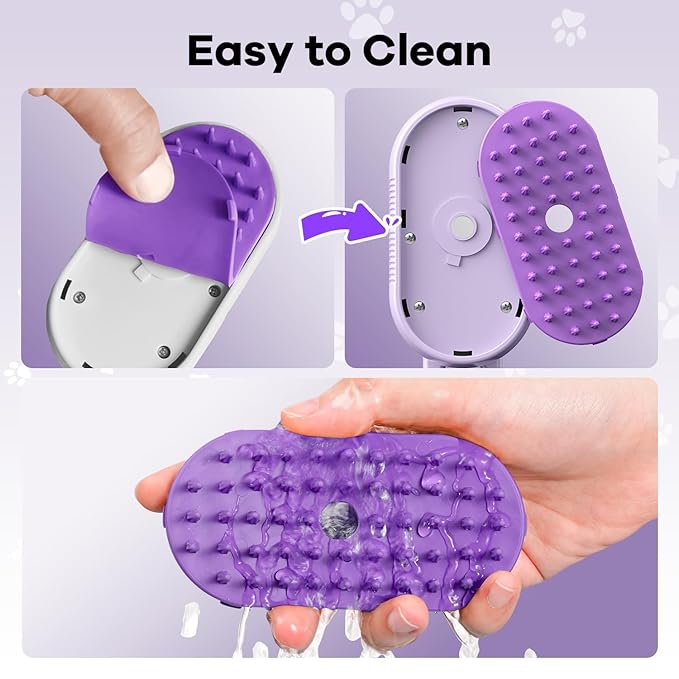4 in 1 Cat Steam Brush Rechargeable pet spray comb Steam Brush for Cats and Dogs, Massage, Cleaning, Shedding &amp; Combing Multifunctional Hair Removal Anti Static Grooming Tool for home (Beige)