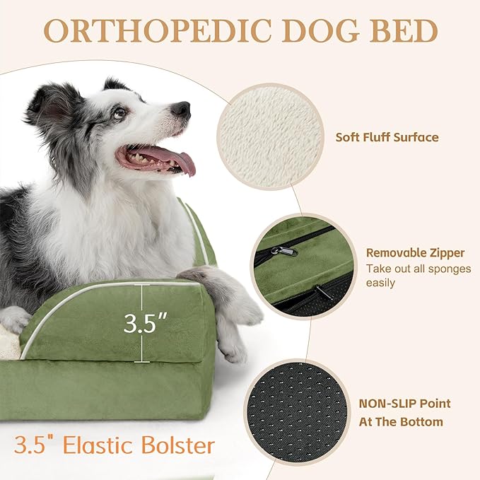 Comfort Expression Small Dog Beds Waterproof Cat Beds Orthopedic Foam Sofa Beds for Small Dogs Comfy Pet Bed with Washable Removable Cover &amp; Non-Slip Bottom(XX-Small,Light Green)