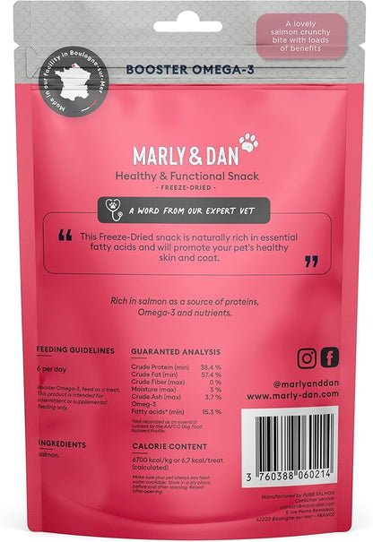 Marly &amp; Dan Tasty 100% Freeze Dried Salmon Omega-3 Booster Treats and Food Topper for Cats