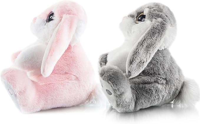 My OLi Bunny Stuffed Animal Pack of 2 Plush Rabbit 7in Stuffed Bunny with Floppy Ear Bedtime Friend Soft Toy Gifts for Girls Boys Kids, Gray &amp; Pink