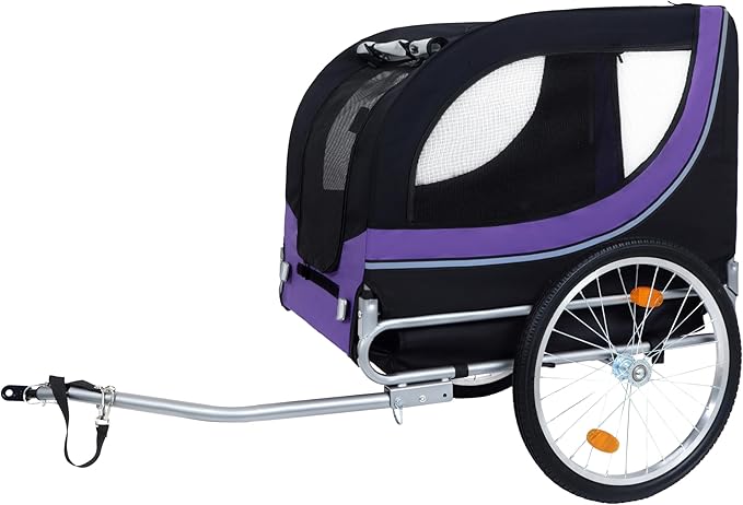 Blue-Grey Large Folding Bike Trailer for Dogs – Heavy-Duty Steel Frame, 66LB Capacity Pet Carrier for All-Terrain Cycling, Jogging &amp; Camping Adventures!