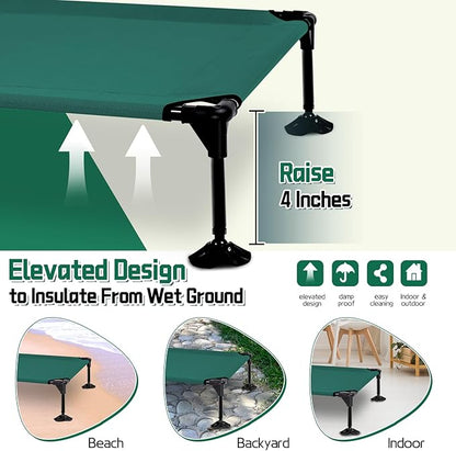 Elevated Outdoor Dog Bed with Canopy &amp; Adjustable Feet - Larger Shade for Camping, Backyard &amp; Patio