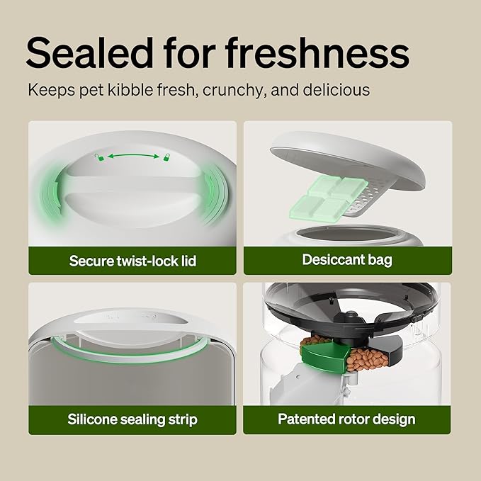 PETLIBRO 5L Automatic Cat Feeder for 2 Cats, 5G&amp;2.4G Wi-Fi Programmable Cat Food Dispenser with Dual Stainless Steel Bowls, Airtight Lock Fresh Technology, Low Food Sensor