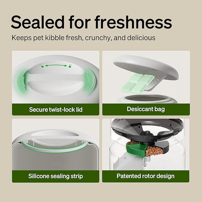PETLIBRO 5L Automatic Cat Feeder for 2 Cats, 5G&amp;2.4G Wi-Fi Programmable Cat Food Dispenser with Dual Stainless Steel Bowls, Airtight Lock Fresh Technology, Low Food Sensor