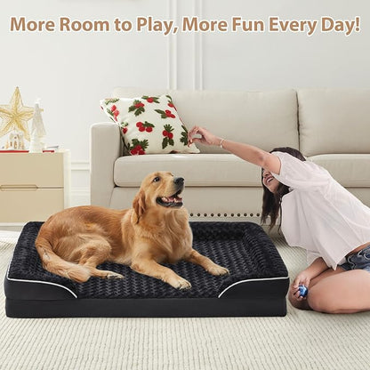 WNPETHOME Dog Beds for Large Sized Dogs, Washable Orthopedic Dog Couch Sofa Bed with Waterproof Lining &amp; Non-Skid Bottom for Pet Sleeping