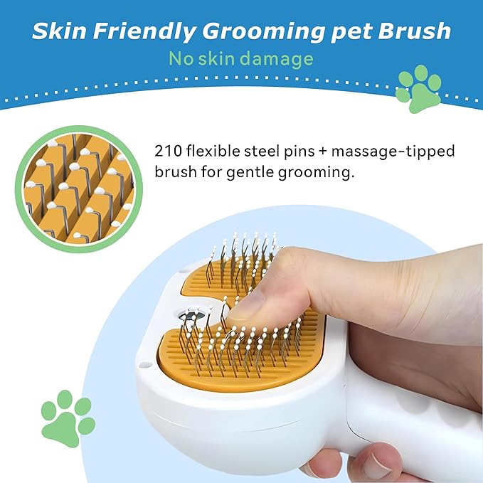 4-in-1 Pet Steam Brush for Dog &amp; cat brush for shedding，Spray Hair Removal Comb with Waterless Shampoo–Self-Cleaning Pet Grooming Tool for Shedding, Anti-Static &amp; Skin-Friendly Design