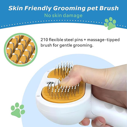 4-in-1 Pet Steam Brush for Dog &amp; cat brush for shedding，Spray Hair Removal Comb with Waterless Shampoo–Self-Cleaning Pet Grooming Tool for Shedding, Anti-Static &amp; Skin-Friendly Design