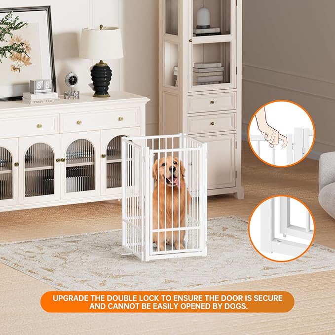 Full Metal Freestanding Dog Gate with Door, 36&