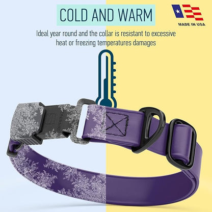Dogline Biothane Waterproof Dog Collar with Herm Sprenger Stainless Steel Quick Release Buckle – Heavy Duty Tactical Durable Collar for Dogs – Comfortable and Safe Pet Collar, W 3/4" L 12-19", Purple