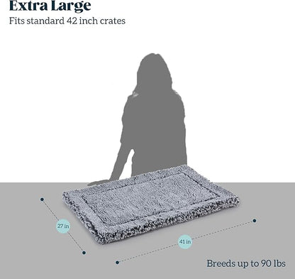 Stoutwool Indestructible Dog Bed - Fluffy Chew Proof Dog Crate Pad - Tough Kennel Pad for Aggressive Chewers - Washable, Ideal for Large Breeds &amp; Fits 42-Inch Crate - 41"x27", Charcoal