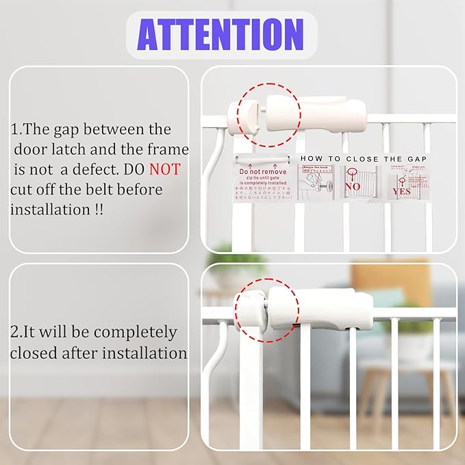 Extra Wide Baby Gate 85.8-104.5 Inch, Pressure Mounted No Drilling, for Stairs &amp; Doorways, Metal White Indoor Safety Gate for Kids and Dogs