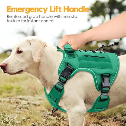 Heavy-Duty Tactical Dog Harness for Large Dogs, No Pull Adjustable Reflective Pet Vest with Molle System, K9 Military-Grade Control for Service Training, Outdoor &amp; 10+ Breeds, Turquoise, X-Large