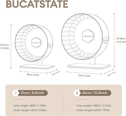 BUCATSTATE Hamster Exercise Wheel 10.2", Upgraded Super-Silent Spinner Hamster Running Wheels with Adjustable Base &amp; Rust-roof Bearing for Dwarf Syrian Hamster Gerbils Rats