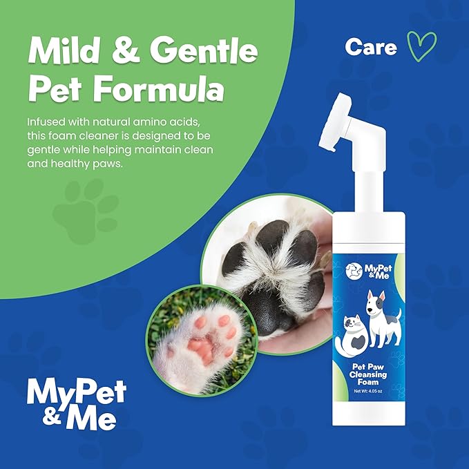 My Pet &amp; Me Dog Paw Cleaner - Foaming Cleanser for Easy Paw Cleaning - No-Rinse Dog Paw Washer - Gentle Foot Cleaner for Dogs - Paw Wash for Small &amp; Large Dogs - 4.05 oz