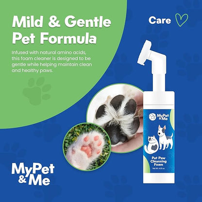My Pet &amp; Me Dog Paw Cleaner - Foaming Cleanser for Easy Paw Cleaning - No-Rinse Dog Paw Washer - Gentle Foot Cleaner for Dogs - Paw Wash for Small &amp; Large Dogs - 4.05 oz