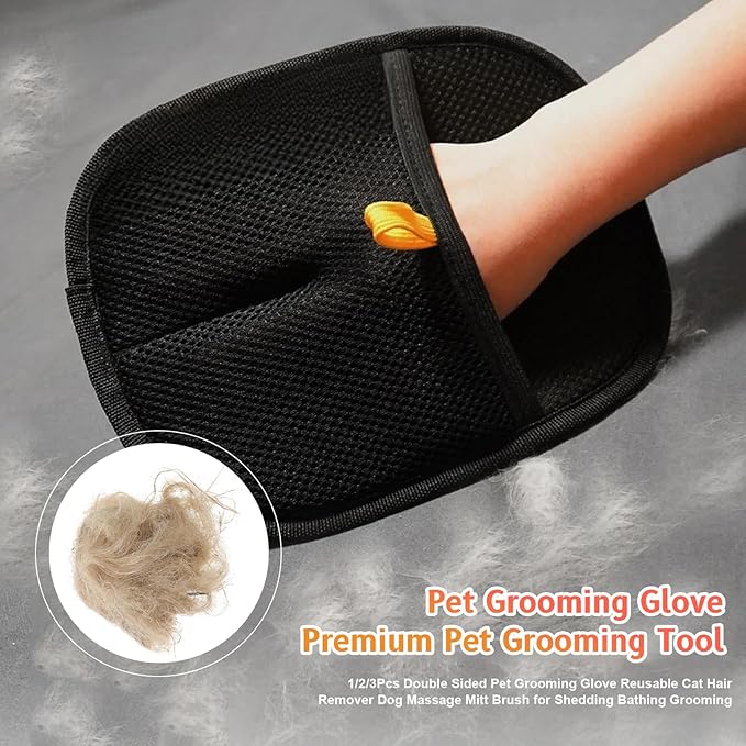Cat Grooming Gloves, Pet Hair Removal Glove for Cats &amp; Dogs, 2025 New Upgrade Efficient Grooming Gloves for Pet Hair, Reusable Pet Hair Glove