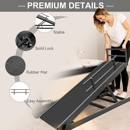 ABORON Dog Ramp,Adjustable Folding Pet Ramp for Bed,Couch,SUV - High Traction Portable Rubber Paw Ramps,Great for Small &amp; Large Old Dogs &amp; Cats, Supports up to 200 lbs,55&