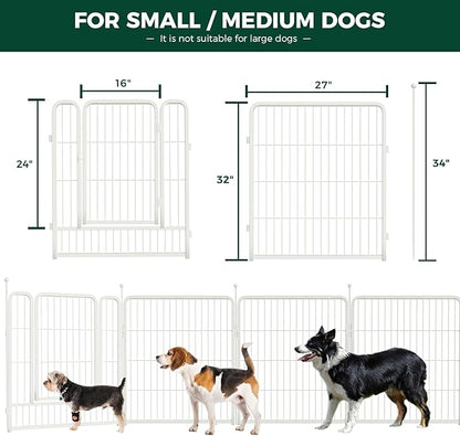 FXW Rollick Unleashed Dog Playpen for Indoor, Yard, RV Camping, 32 inch 32 Panels for Small and Medium Dogs, White│Patented