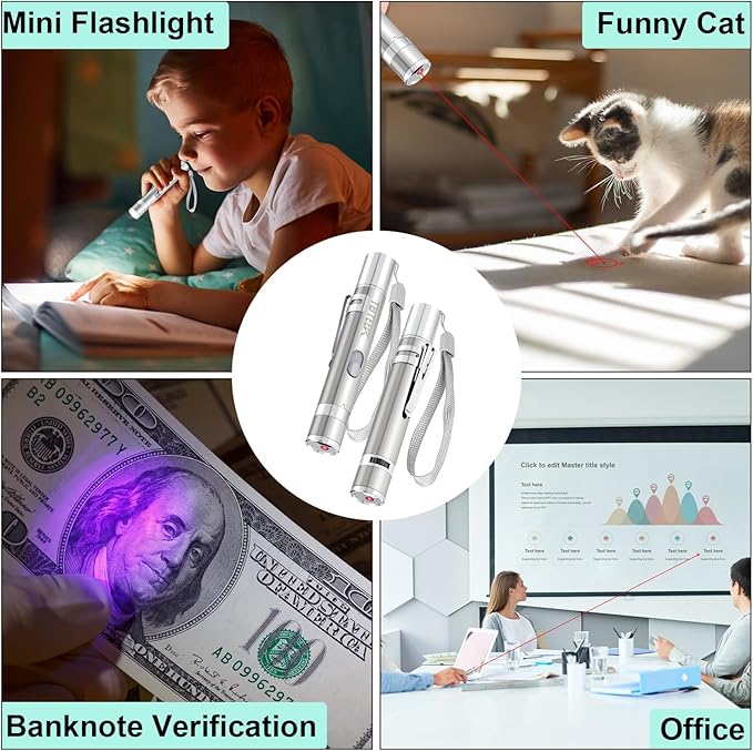 TBTeek Cat Toy, USB Rechargeable Interactive Kitten Toy, 7 Light Modes &amp; Adjustable Patterns, Portable Pet Cat Mouse Toy for Fun Chase Play Exercise (2 Pack)