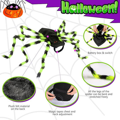 OurWarm Dog Halloween Costumes for Pet 64 LED Furry Large Dog Spider Costume Funny Pet Costumes for Medium Big Dogs Halloween Party Decor Puppy Pets Outfits Cosplay
