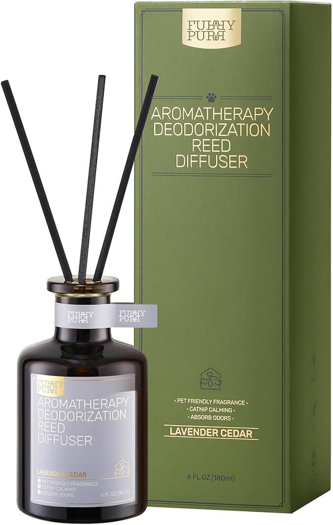 Reed Diffuser for Pet Odor Elimination, Lavender Cedar, Non-Toxic &amp; Pet-Friendly Air Freshening, 6 Oz