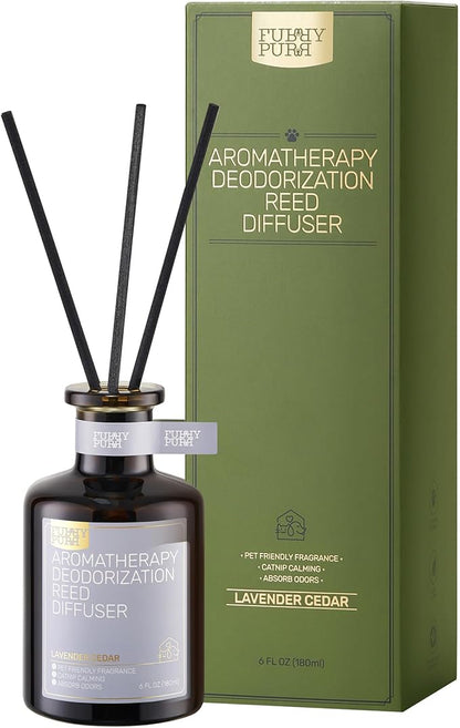 Reed Diffuser for Pet Odor Elimination, Lavender Cedar, Non-Toxic &amp; Pet-Friendly Air Freshening, 6 Oz