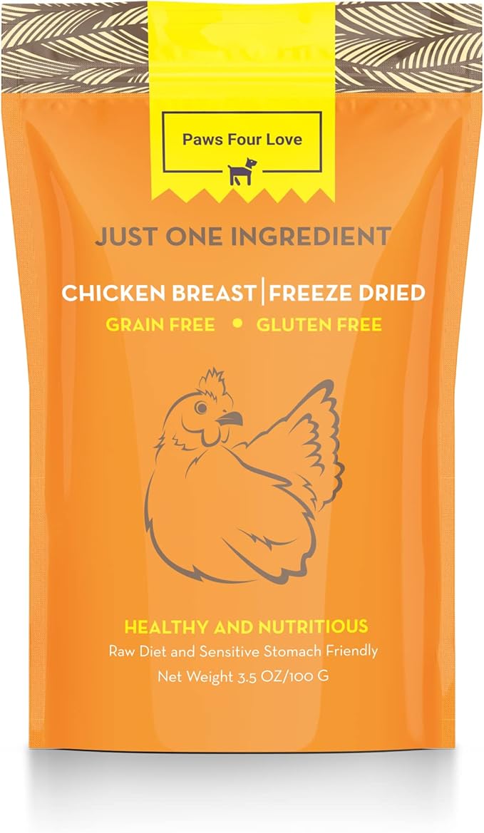 Organic Freeze Dried Dog &amp; Cat Treats - Single Ingredient, Grain Free Food Toppers for Healthy Pets, No Fillers or Preservatives (1 Bag, Chicken)