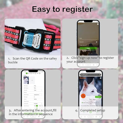 Reflective Dog Collar with Apple AirTag Holder &amp; QR Code Pet ID Tag,Soft Nylon Adjustable Dog Tracker Collar with Safety Lock for Medium Dogs (Rose Red, M)