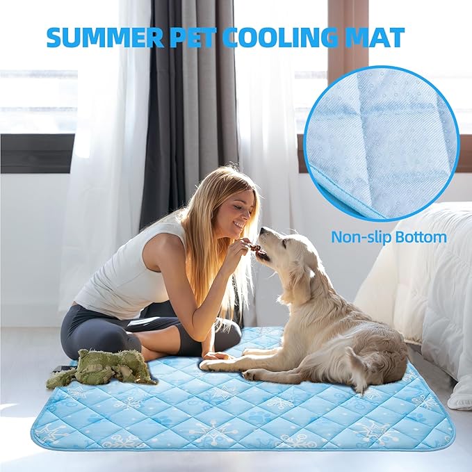 Homimp Dog Cooling Mat,27.5" x 38.5" Thicken Self-Cooling Mat for Dog Large,Internal Waterproof&amp; Endothermic,Washable Pet Ice Cool Pad Blanket,Pet Sleeping Pad for Indoor Outdoor in Summer, Non-Toxic