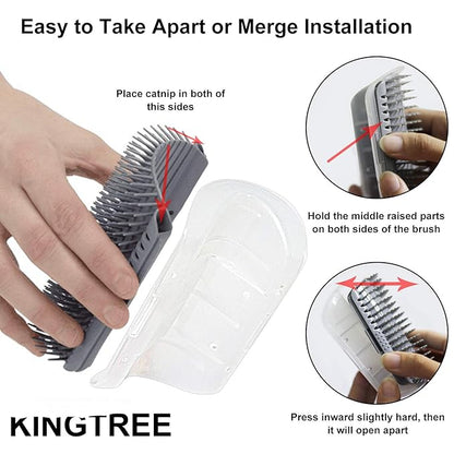 2 PACK Cat Self Grooming Corner Scratcher with Catnip, Massage Comb Brush for Long &amp; Short Fur