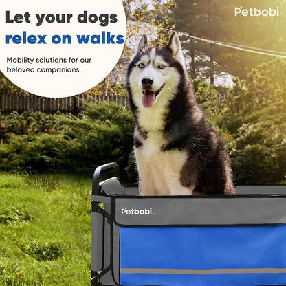 Petbobi Dog Wagon Stroller for Large &amp; Medium Dogs - 2-in-1 Push-Pull Pet Stroller with Ramp, Foldable All Terrain Wagon Cart, One-Step Brake, Suitable for Outdoor Walks &amp; Camping, Blue