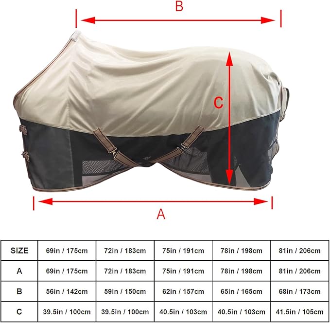 BARN &amp; STABLE Breathable and UV Protective Horse Fly Sheets Tear-Resistant Mesh Fly Sheets for Horse Comfy Equine Summer Sheets with Removable Web Leg Straps
