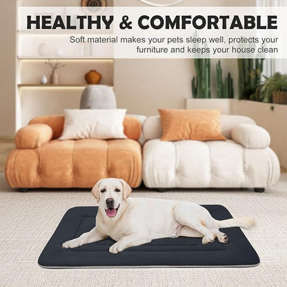 JoicyCo Soft Dog Bed Crate Pad Mat, 48 in Non-Slip Bottom Washable for Extra Large Dogs, Pet Mattress Kennel Pad, Dark Gray