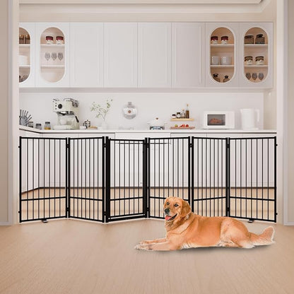 Full Metal Freestanding Dog Gate with Door, 36&