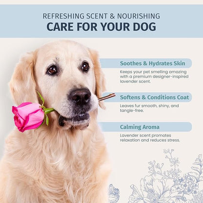 Natural Pet Cologne - Powdery Floral Scent, 3-in-1 Deodorizing, Conditioning &amp; Moisturizing Spray for Dogs &amp; Cats - Long Lasting. Daily Use, 8 fl oz (Female Pet)
