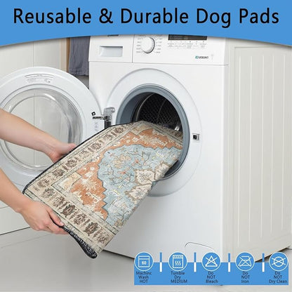 Washable Pee Pads for Dogs 2 Pack, Absorbent Reusable Puppy Pads Waterproof, Leakproof &amp; Non-Slip Whelping Pad, Potty Training Pads for Dogs Playpen Mat 48x48